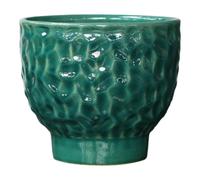 Verve Raised Bowl Painted Green Dimpled Ceramic Plant Pot (Dia) 17Cm, (H)13Cm