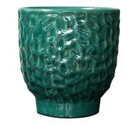 Verve Raised Bowl Painted Green Dimpled Ceramic Plant Pot (Dia) 23.5Cm, (H)23.5Cm