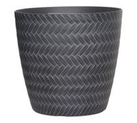 Verve Rattan Effect Black Recycled Plastic Plant Pot (Dia) 13Cm, (H)12Cm