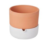 Verve Terracotta & White Terracotta Glazed Plant Pot (Dia) 16.1Cm, (H)14.5Cm, 600Ml