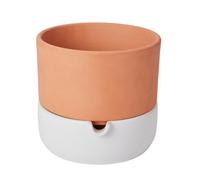Verve Terracotta & White Terracotta Glazed Plant Pot (Dia) 22.8Cm, (H)20.5Cm, 600Ml