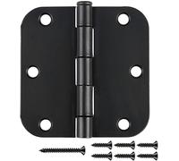 Vervida 3P Matte Black Door Hinges Black 3.5" x 3.5 Inch Interior Door Hinges 3 1/2 Inch Thicken with Round 5/8" Radius Corners, Hardware Door Hinge