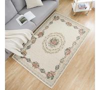 VerViento Luxury Soft Rustic Floral Area Rugs, Royal Collection New Traditional Oriental Rug, Washable Elegant Non Slip Accent Floor Rugs Carpet for Bedroom Kids Play Mat Home Decor Collection