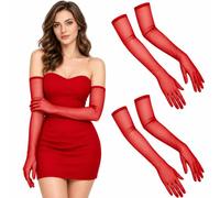 Vervora 2 Pairs Long Black Sheer Gloves for Women, Mesh Opera Gloves Nylon Tulle Evening Formal Gloves 21.65 Inch, 1920s Flapper Fancy Dress Accessories for Wedding Prom Tea Party