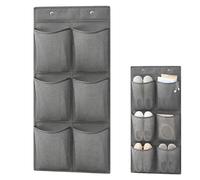 Vervora Hanging Shoe Organiser, 6 Pocket Grey Wall Shoe Storage Rack