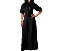 VERWIN Plain Dressy Full Length Bowknot Women's Jumpsuit High Waist Woman Romper