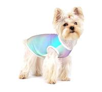 Very Beautiful Rainbow Texture Hologram Foil,Cotton Sleeveless Pet T-Shirt Soft Stretchy Puppy Breathable Vest,S