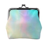 Very Beautiful Rainbow Texture Hologram Foil, PU Leather Coin Purse, Small Wallets, Change Pouch with Kiss Lock Clasp Buckle, Change Purse