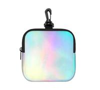 Very Beautiful Rainbow Texture Hologram Foil, Square Zipper Storage Bag, Neoprene Coin Purse, Small Wallets, Change Pouch, Change Purse