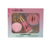 Very Bella Glow Up Set - Kids’ Beauty Kit with Lip Gloss, Blush & Pom Pom Keychain - Fun Makeup Gift for Girls Aged 6+ - Perfect for Dress-Up, Creative Play & Fashion-Loving Young Stylists
