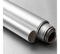 VERY BERRY STICKER Brushed Silver Peel and Stick Wallpaper (61 x 200cm, 2 Pack) Metallic Vinyl Wrap, Self-Adhesive Sticky Back Plastic for Furniture & Wall Covering, Waterproof