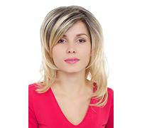 VERY CHIC & SEXY Lady Quality Wig BLOND on DARK BROWN almost BLACK strands streaks long slightly wavy curved ends GFW1016-24BR6 Peluca Parrucca