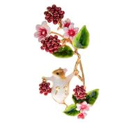 Very Cute Field Mouse on Fruit Branch Sqirrel Flower Berries Brooch Broach Lapel Pin 6.3cm x 3.2cm