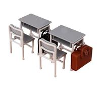 Very Detailed Miniature Classroom Desk Scene Lay Out Furniture Toy with School Bag Children's Educational Project Props Dollhouses Furniture