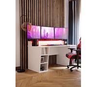 Very Home Dylan Gaming Desk With Led Lighting - White - Fsc Certified White