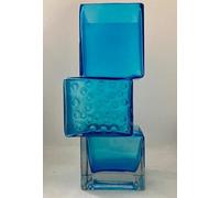 VERY LARGE 13" COLOURED GLASS VASES IN STYLE OF WHITEFRIARS DRUNKEN BRICKLAYER (Aqua)