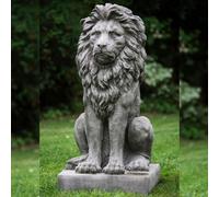 Very Large Sitting Stone Cast Proud Lion Statue