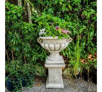 Very Large Stone Cast Garden Urn And Plinth