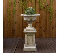 Very Large Stone Cast Victorian Garden Urn And Plinth