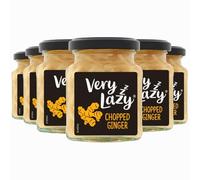 Very Lazy Chopped Ginger 200g Jar - Pack of 6 - Premium Chopped Ginger in a Jar - Ready to Use Root Ginger for Home Cooking, Sauce, Pasta & Marinades