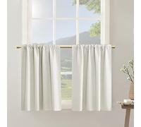 Very Little Curtains for Small Kitchen Window Rod Pocket Room Darkening Sun Heat Blocking Short Curtains for Nursery Small Square Windows Kids Bedroom Bathroom 30 Inch Long One Single Pair Cream Color