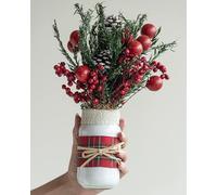 Very Merry Jar|Winter Floral Centrepiece | Table Centerpiece | Vase Decor | Christmas Flower Arrangement | Pine Cone Decor | Burlap | Christmas Decor