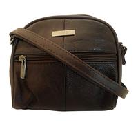 Very Small Leather Handbag Cross Body Shoulder Bag with Rounded Top Black (Dark Brown)