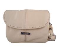 Very Small Light Beige Genuine Real Leather Ladies Mini Handbag Long Strap, Little Messenger Bag.