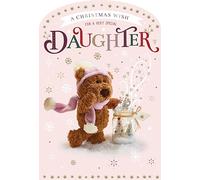 Very Special Daughter Christmas Card - Barley Bear and Festive Magical Jar with an Embossed Foil Finish - By ICG