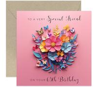 Very Special Friend 65th Happy Birthday Greeting Card - Gifts for Her - Floral Paper Cutout Artwork with Butterflies - Age 65 - Pink Birthday Cards - Heartfelt Sweet Card - Non 3D