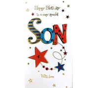 Very Special Son Happy Birthday with Love 3D Hand Finished Greeting Card by Talking Pictures