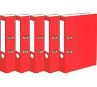 Very Strong Premium Quality Linen Lever Arch Files A4 Heavy Duty by Nobel (Red, 5 Files)