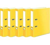 Very Strong Premium Quality Linen Lever Arch Files A4 Heavy Duty by Nobel (Yellow, 5 Files)