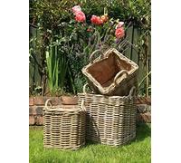 Very Strong Square Log Baskets/Storage Baskets Set with Removable Liners - Set of 3 - Small, Medium & Large