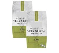 Very Strong White Bread Flour, Pack of 2,1kg, 100% Canadian Wheat, for Bread, Rolls, Pizza Bases and Puff Pastry