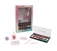 Verybella Complete Makeup Set with 18 Eyeshadow Colours, 2 Applicators, 1 Peel-Off Nail Polish, Pink Peel-Off Nail Polish, 1 Set of Rhinestones False Nails and 1 Glitter Lip Balm