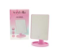verybella Make-Up Mirror for Table Colour Pink LED Lights Adjustable Turn On Touch Turn and Tilt up to 180 Degrees Size 285 x 169 cm