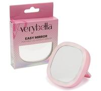 verybella Portable Mini Mirror, Pink, Size 85 x 85 cm, Adjustable LED Lights, Pocket Size for Handbag, Ideal for Makeup and Travel, Comfortable Grip