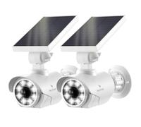 VeryFocal Solar Battery Powered Dummy Fake Security Cameras for Outside with PIR Thermal Sensor Warning Light, Motion Activated Floodlights, IP66 Waterproof 2 Pack