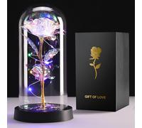 Veryhome Mothers Day Flowers Gifts Rose Gifts for Her Preserved Flowers Women Galaxy Rose Rainbow Light Up Flower in Glass Dome Christmas Decoration for Valentine's Day Anniversary Mother's Day