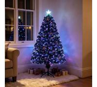 VeryMerry 4FT Fibre Optic Christmas Tree with Timer Lights, Pre-Lit Artificial Mini Xmas Tree, 8 Hours On 16 Hours Off, Tabletop Christmas Decoration