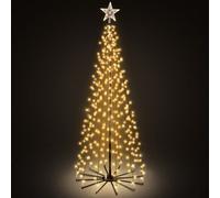Verymerry 6Ft Christmas Cone Tree Warm White For Indoor/outdoor Use, 443 Led Light Pre Lit With Auto-Off Timer, 8 Lighting Modes