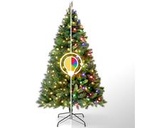 VeryMerry 6FT Pre Lit Christmas Tree 2in1 Dual-Color - Warm White/Multi Colour 300 LED Lights with Auto-Off Timer, 9 Lighting Modes and Foldable Metal Stand - Snowhill