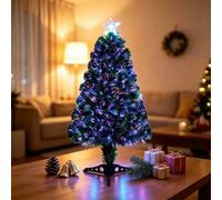 Verymerry Fibre Optic Christmas Tree With Timer Lights, Pre-Lit Artificial Xmas Tree - 3Ft