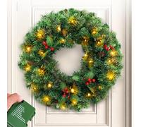 VeryMerry Large Christmas Wreath 60cm 2in1 Dual-Color - Warm White/Multi Colour with 40 LED Lights Pre Lit | Christmas Outdoor&Indoor Door Decorations