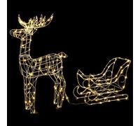 Verymerry Pre-Lit Reindeer With Sleigh Large 85Cm With 180 Led Warm White