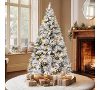 Verymerry Pre Lit Snowy Christmas Tree With Built-In Warm White Led Lights With Auto-Off Timer - 5Ft