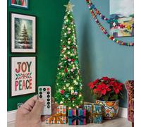 Verymerry Tinsel Pop Up Christmas Tree With Timer Led Lights - Green - 5Ft