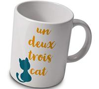 verytea Cat Lovers Mug - un Deux Trois cat - French cat Counting Gift