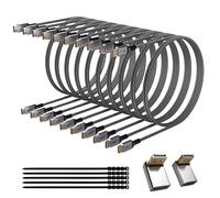 VESA Certified 8K DisplayPort 1.4 Cable 4 FT/10 Pack, 32.4Gbps High-Speed 8K@60Hz 4K@144Hz 2K@240Hz, HBR3 HDCP HDR, Braided Display Port DP Cord for Gaming Monitor PC TV Graphics+25 Ties+2 Adapters